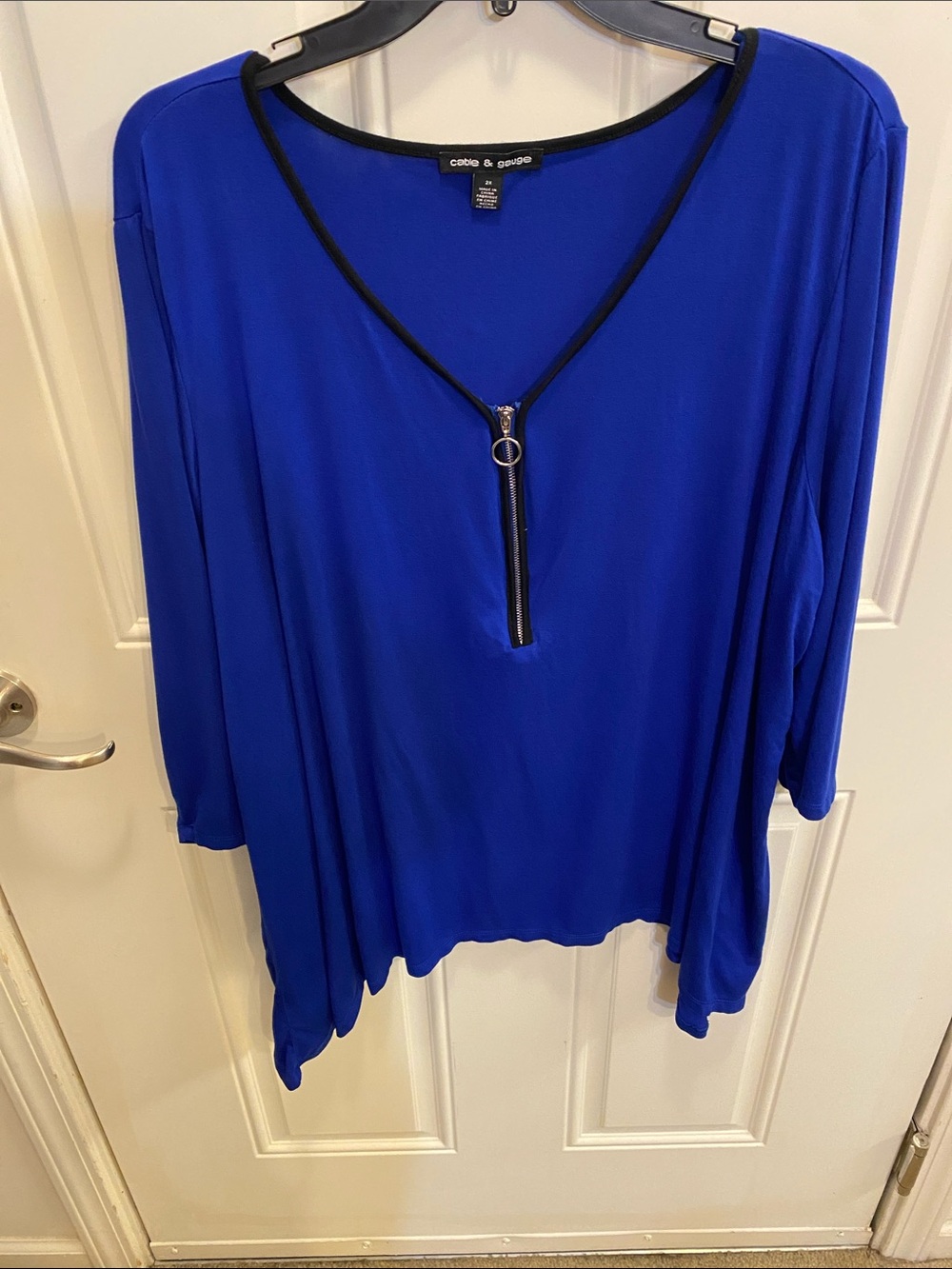 Cable & Gauge Cobalt Blue V-Neck Zip Tunic